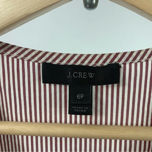 J. Crew Margot Red Pinstripe Ruffle Blouse Top 6P - Picture 7 of 10
